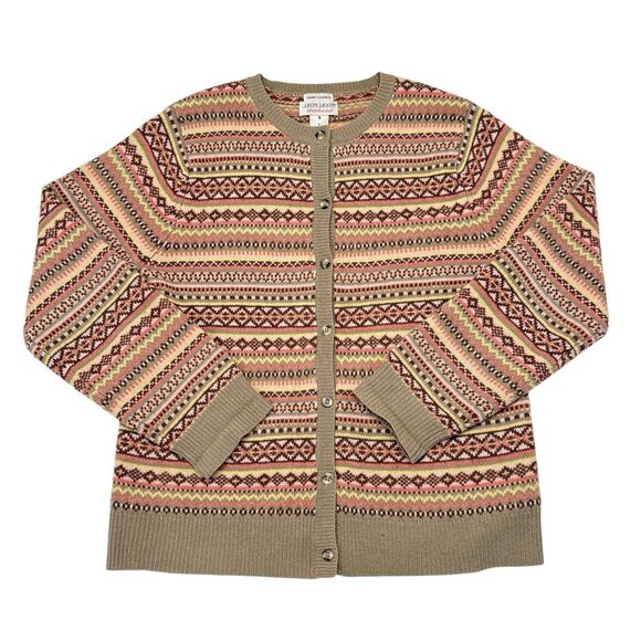 Vintage Leon Levin Cardigan Sweater Womens Small Lambswool Hand Loomed Cottage - Picture 1 of 7